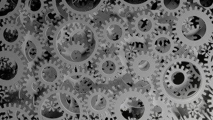 Abstract Background Consisting of White Gears on Dark