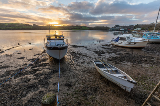 Boats at Sunset, Malpas, Cornwall