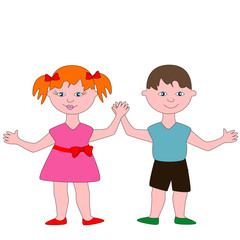 Two children a boy and a girl.