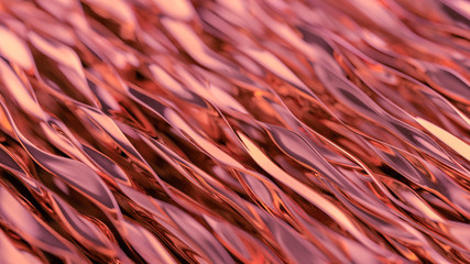 Red glamour wave background. Beautiful organic red texture. Abstract surface. Ornate modern shape.