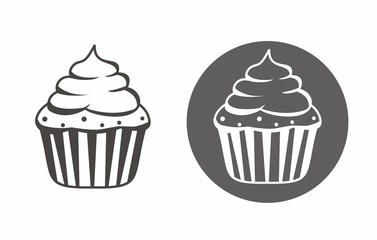 Cupcake with black and white vector illustration 