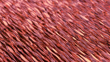 Red glamour wave background. Beautiful organic red texture. Abstract surface. Ornate modern shape.