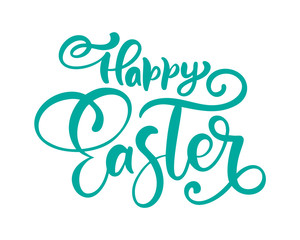 Vector happy Easter Hand drawn calligraphy and brush pen isolated lettering. design for holiday greeting card and invitation of the happy Easter day