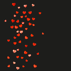 Fototapeta na wymiar Valentines day card with glitter hearts.