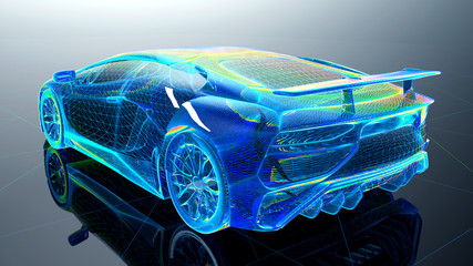 Car in wireframe