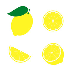 Set of lemon fruit : half , slime, piece, lemon in peel. Vector illustration. Flat design for business financial marketing banking advertising web concept cartoon illustration.