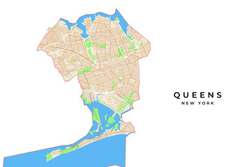 Vector map of Queens, New York, USA