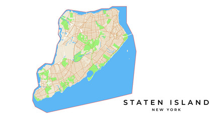 Vector map of Staten Island, New York, USA