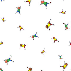 Kids seamless pattern in doodle style.