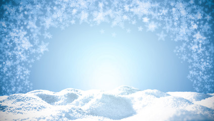 Winter background of snow and frost with free space for your decoration 