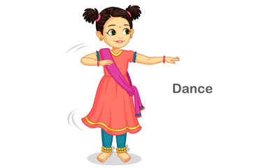 Beautiful cute little girl dancing Indian classical dance