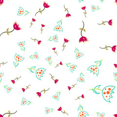 Seamless pattern of doodle flowers.