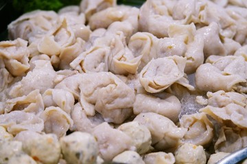 Fototapeta na wymiar Asian fish dumplings close-up