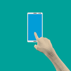 Human hand points with the finger forward