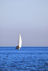 Obraz premium White Sailboat at the Ocean