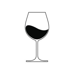 Wine glass icon with wine. Isolated sign glass of wine on white background. Vector illustration.