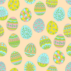 Seamless pattern of easter eggs