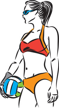 volley beach woman player vector illustration