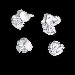 Crumpled paper ball on a black background with clipping path.