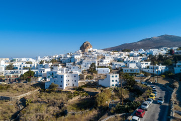 Amorgos island- Aerial view of Chora village. Greece, Cyclade