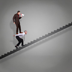 Businessman Walking on Stairs while Carrying his Boss