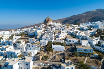 Amorgos island- Aerial view of Chora village. Greece, Cyclade