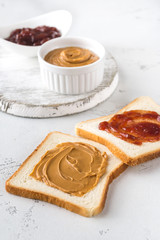A peanut butter and jelly sandwich