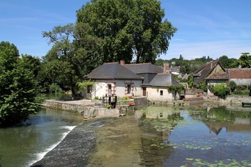 France, house, pond, water, lake, river, landscape, nature, village, architecture, summer, tree, trees, building, reflection, park, home, green, rural, outdoors, 