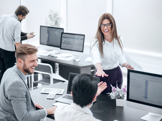 successful employees in the workplace in a modern office