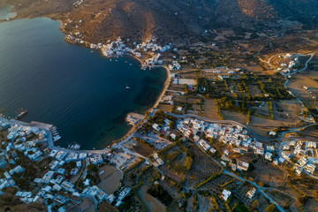  Aerial view of Katapola vilage, Amorgos island, Cyclades, Aegean, Greece