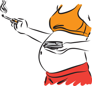 pregnant woman smoking 2 concept vector illustration