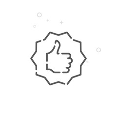 Like, Thumb Up, Vote Vector Line Icon, Symbol, Pictogram, Sign. Light Abstract Geometric Background. Editable Stroke