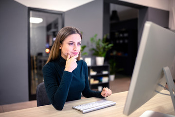 Young woman having problem at work