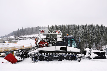 New modern snow plow at mountain resort