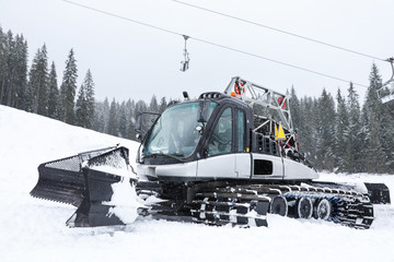 New modern snow plow at mountain resort