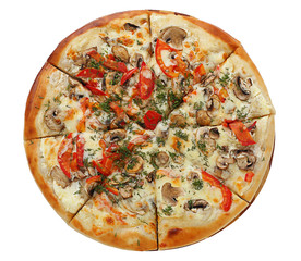 Pizza on the white background. This picture is perfect for you to design your restaurant menus.