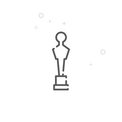 Award Statuette Vector Line Icon, Symbol, Pictogram, Sign. Light Abstract Geometric Background. Editable Stroke