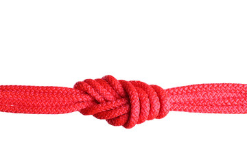 Color ropes with knot on white background