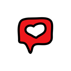 Cute heart doodle message symbol hand drawn illustration