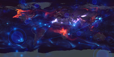 hologram grid system futuristic of world of social network global earth map Elements of this image...