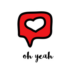 Cute heart doodle message symbol hand drawn illustration