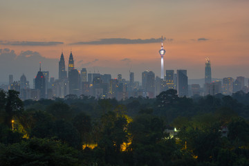 Fototapeta premium Sunrise at downtown Kuala Lumpur, Malaysia