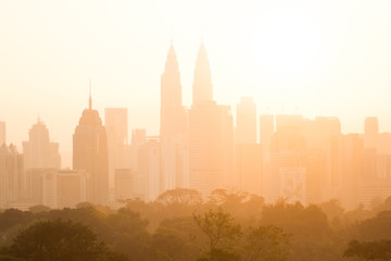 Naklejka premium View of sunny day at downtown Kuala Lumpur, Malaysia