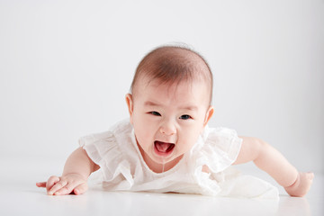 Asian cute baby, shot in studio white background