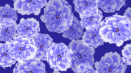 Blue Roses Seamless Elegant Pattern.
