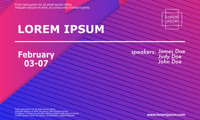 Conference invitation design template, flyer layout. Geometric background. Minimal abstract cover design. Creative colorful wallpaper. Trendy gradient poster. Vector illustration.