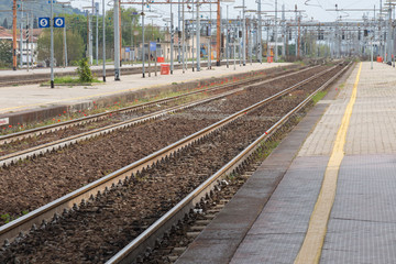 Railway station in Prato Central Station, Tuscany, Italy.
