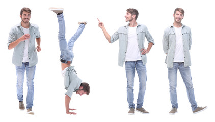 Fototapeta premium collage doctor and young man isolated on white