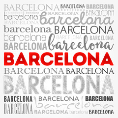 Barcelona wallpaper word cloud, travel concept background