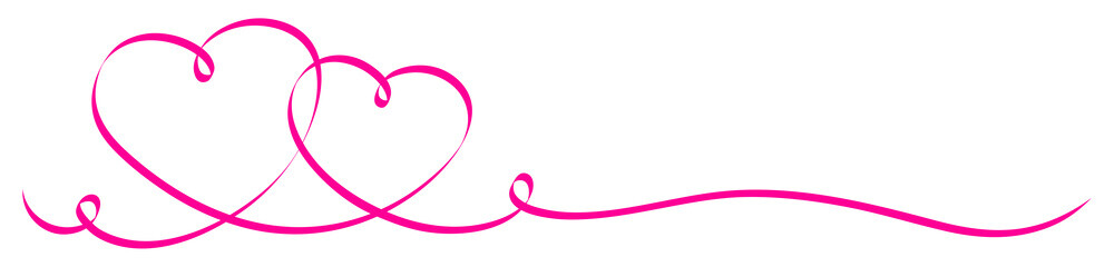 2 Connected Pink Calligraphy Hearts Ribbon Banner